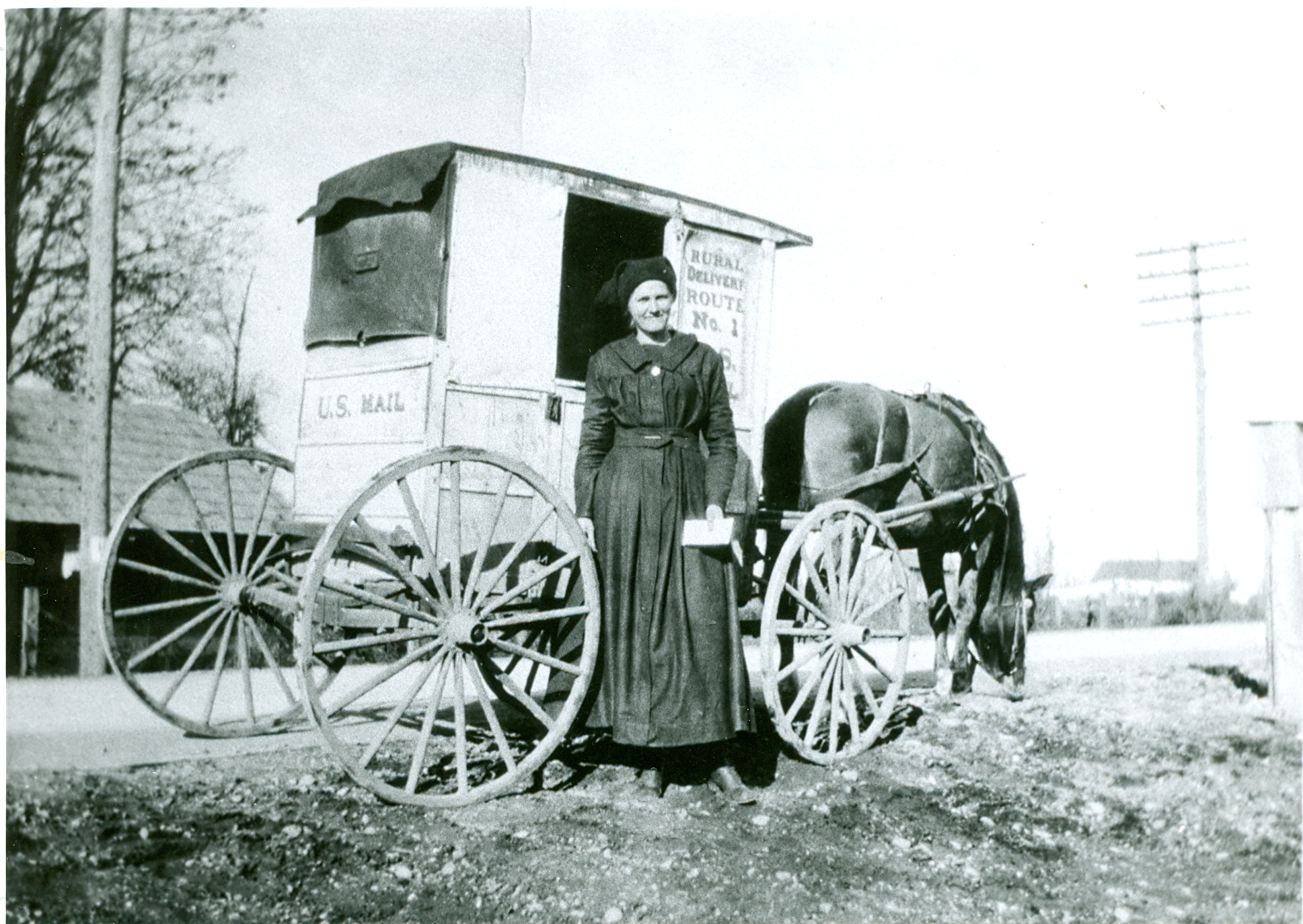 Alice Seaton delivering the U.S. Mail, around 1916