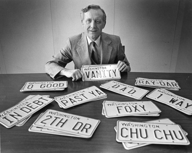 Ron Green at the DMV with "vanity plates"